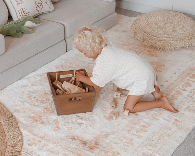 Mina Orange and Cream Transitional Washable Rug