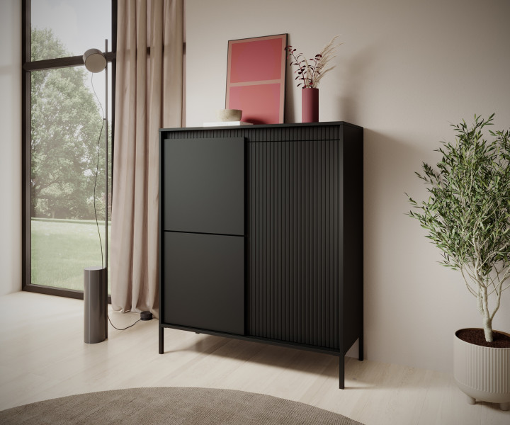 Komoda Wysoka 3D ENSO ryflowana, czarna