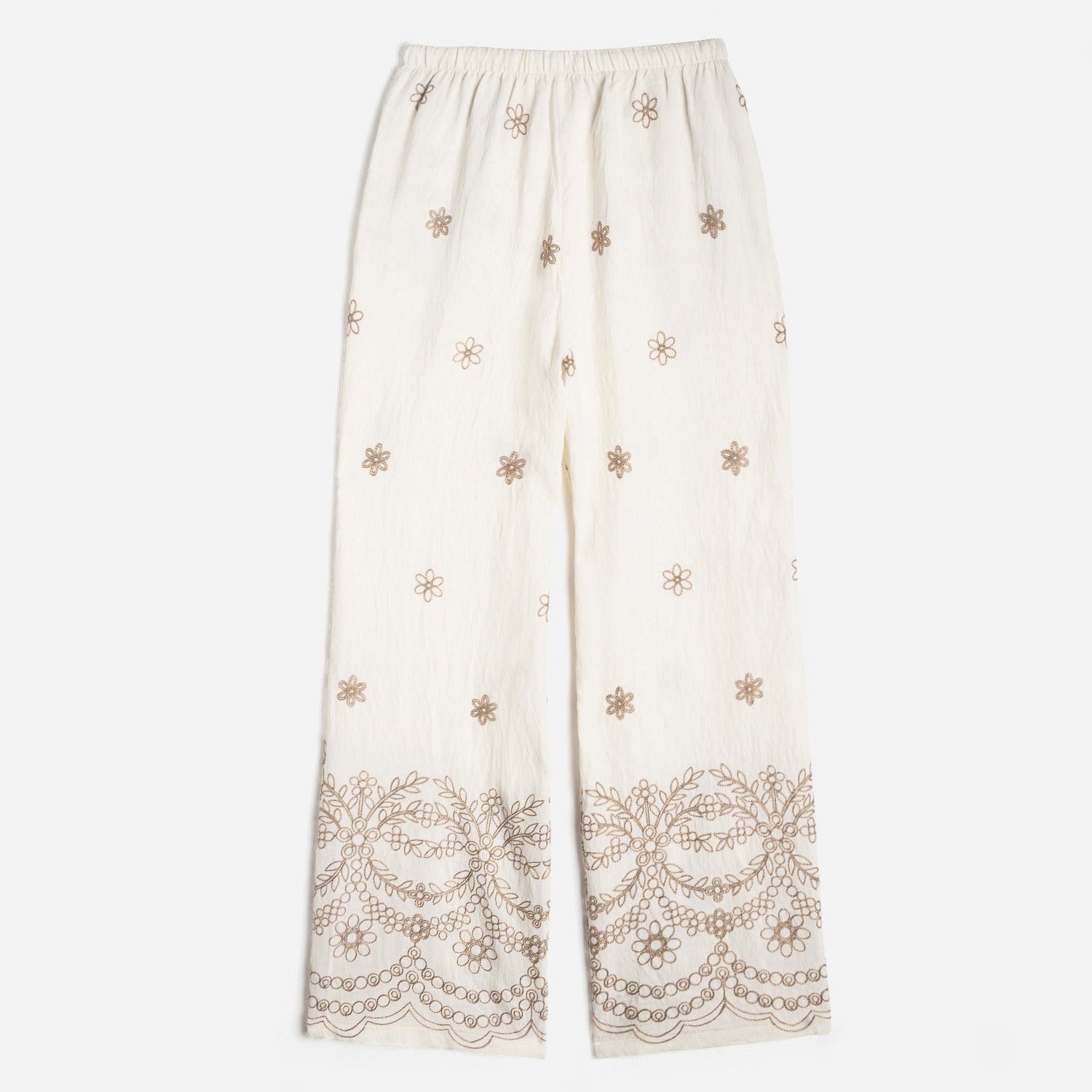 Pantalon écru imprimé beige