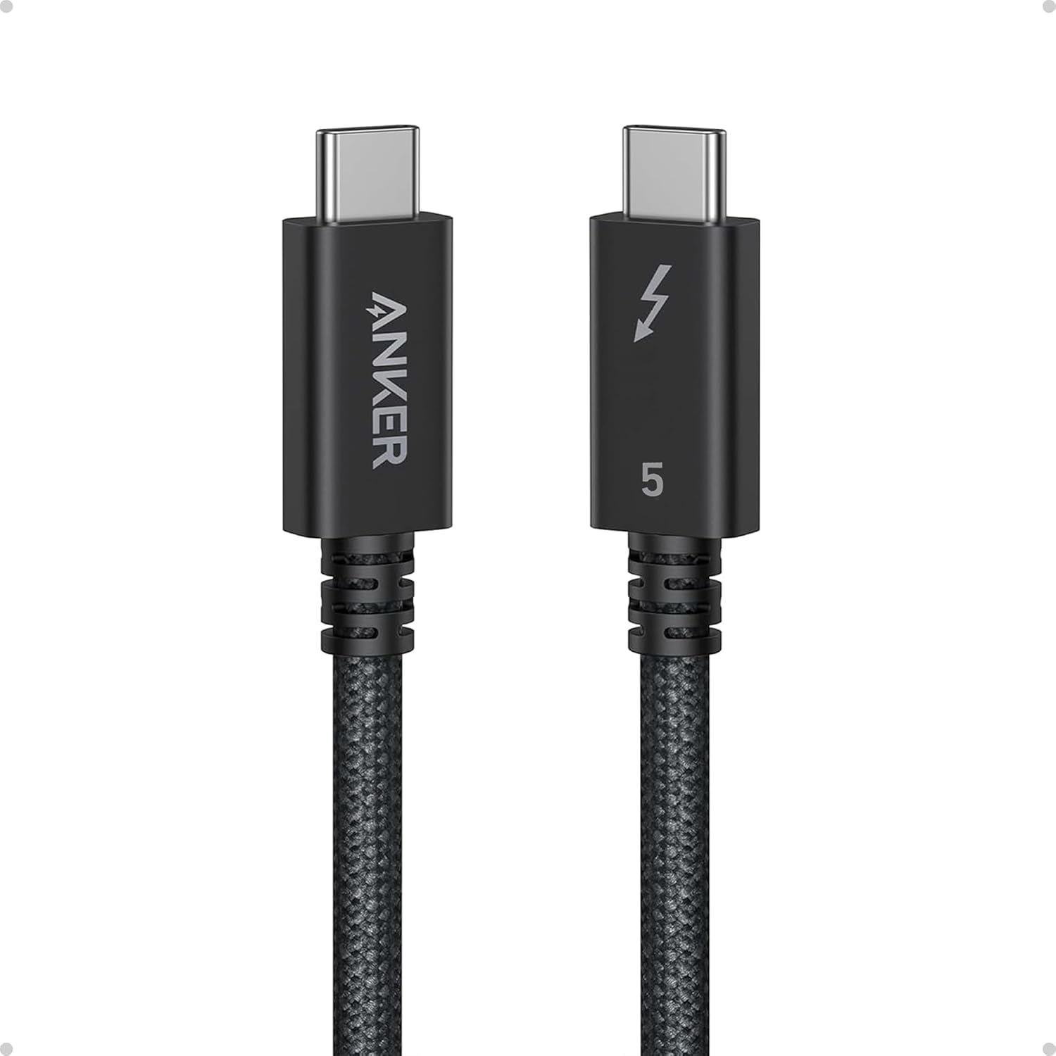 Anker Prime Thunderbolt 5 Cable, 3.3 FT USB C to USB C Cable, 240W Charging, 80Gbps Data Transfer, Up to 120Gbps Bandwidth, 8K/4K Displays, for iPhone 16, MacBook, and More