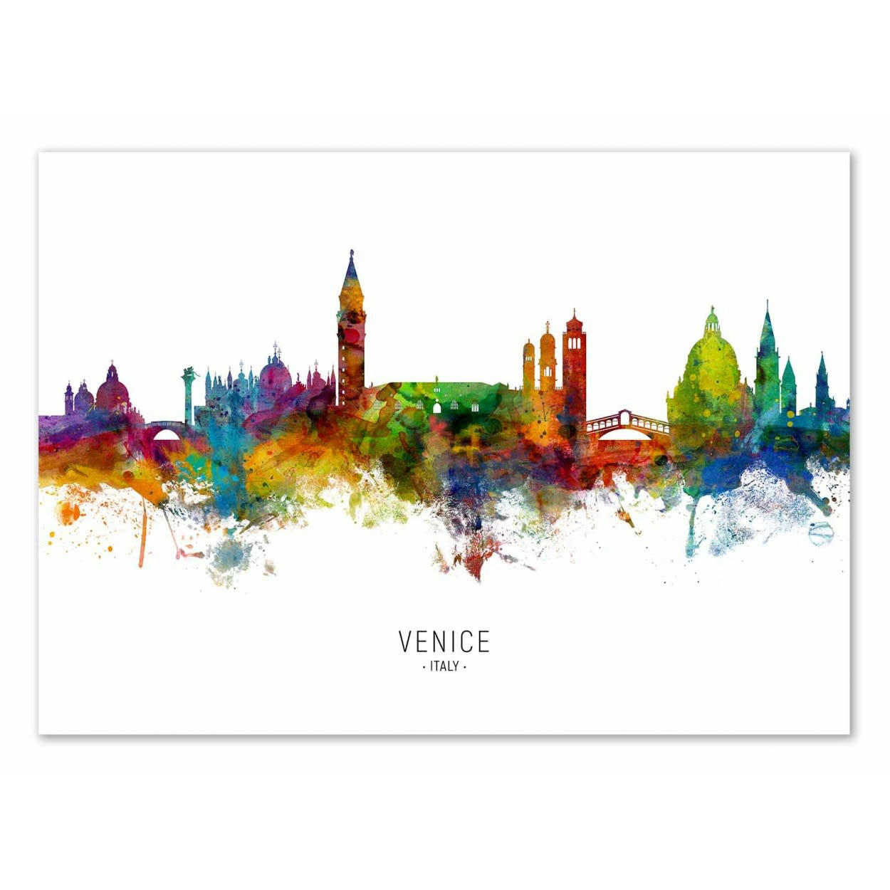 MICHAEL TOMPSETT - VENICE ITALY SKYLINE (COLORED VERSION) -  Affiche d'art 50 x 70 cm