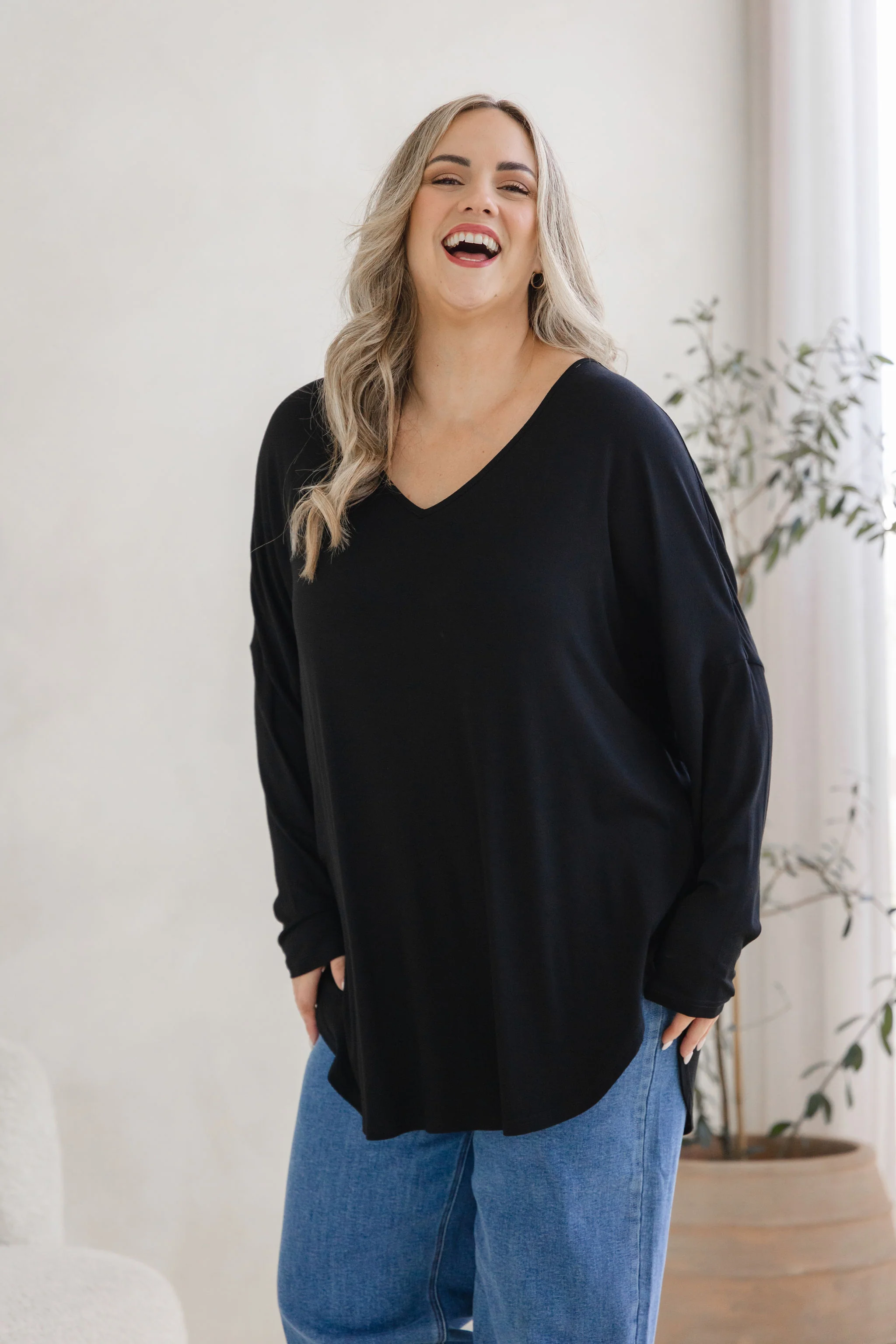 Jasper Jersey Top in Black