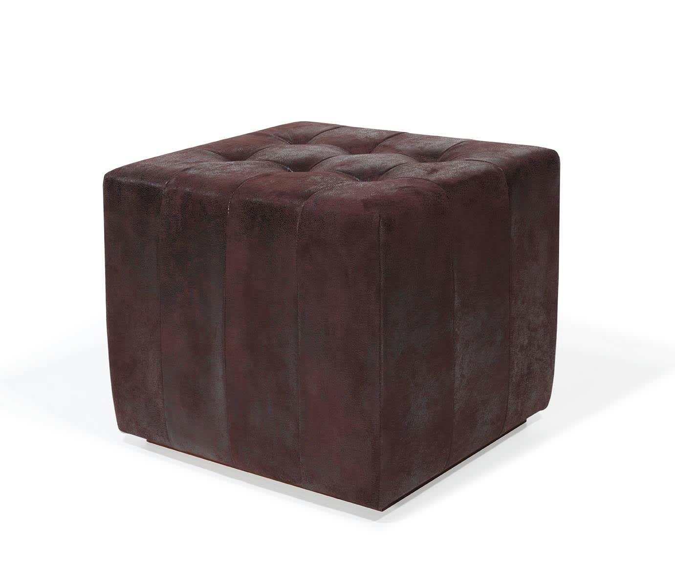NOA - Pouf chesterfield en cuir synthétique marron