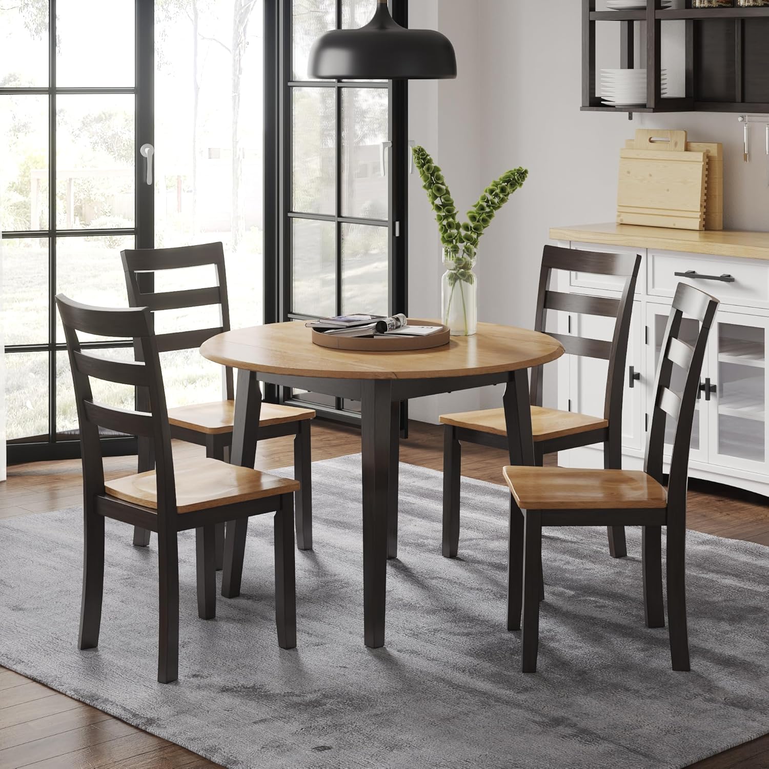 Signature Design by Ashley Gesthaven Contemporary Dining Drop Leaf Table with 4 Legs, Light Brown & Dark Brown