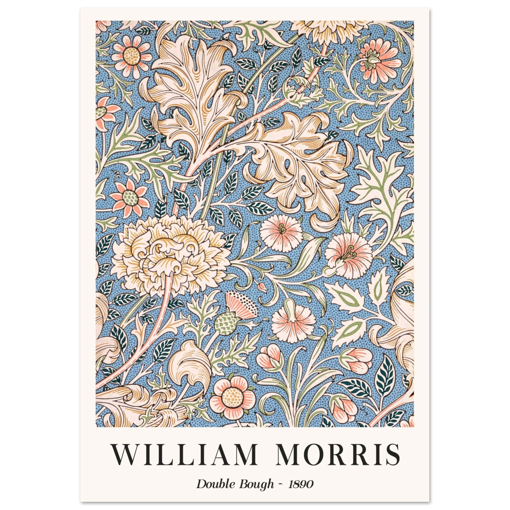 Artfulprints Poster William Morris - Double bough 1890  - A4 21x29.7 cm - Blauw