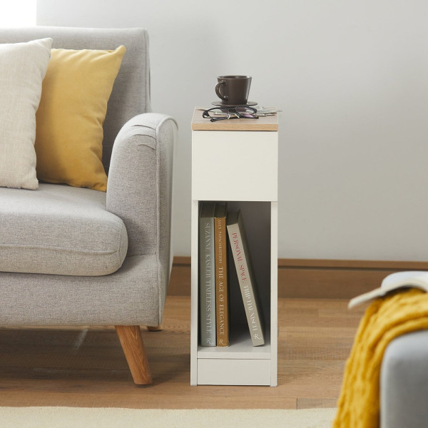 SoBuy Zestaw 2 stolików nocnych z 1 szufladą Biały 20x35x60cm FBT111-WNx2