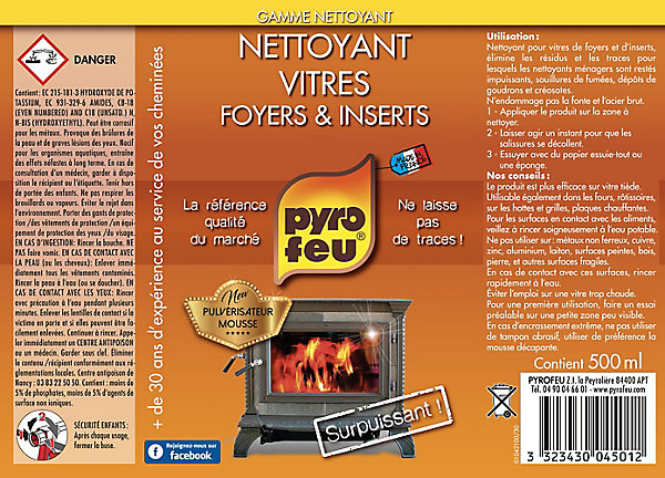 Nettoyant vitre foyers et inserts en flacon de 500 ml