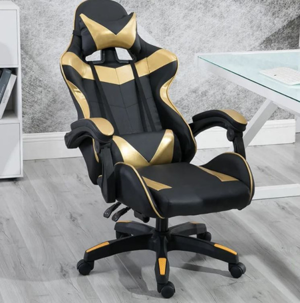 Fotel gamingowy Games złoty/cz