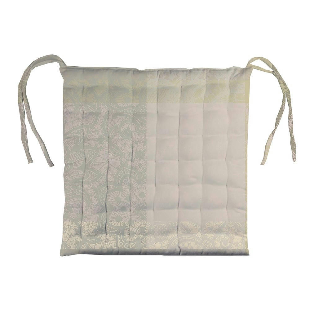 MILLE DENTELLES TURQUOISE - Galette de chaise enduit imperméable pur coton vert 38X38