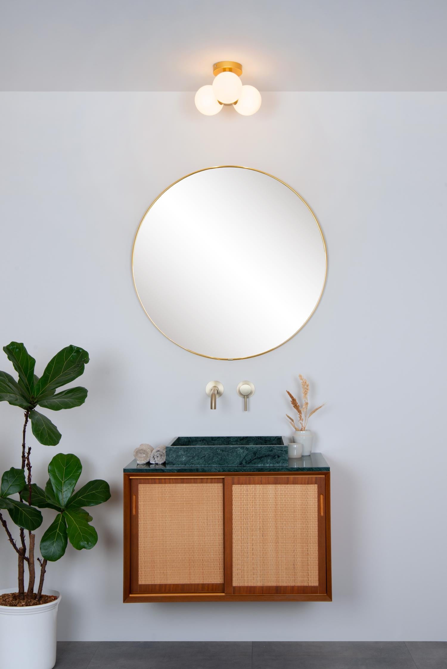 Lucide plafonnière badkamer TRUDY - 3xG9 - Mat Goud / Messing