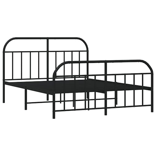 NNEVL Metal Bed Frame with Headboard and Footboard Black 183x203 cm King