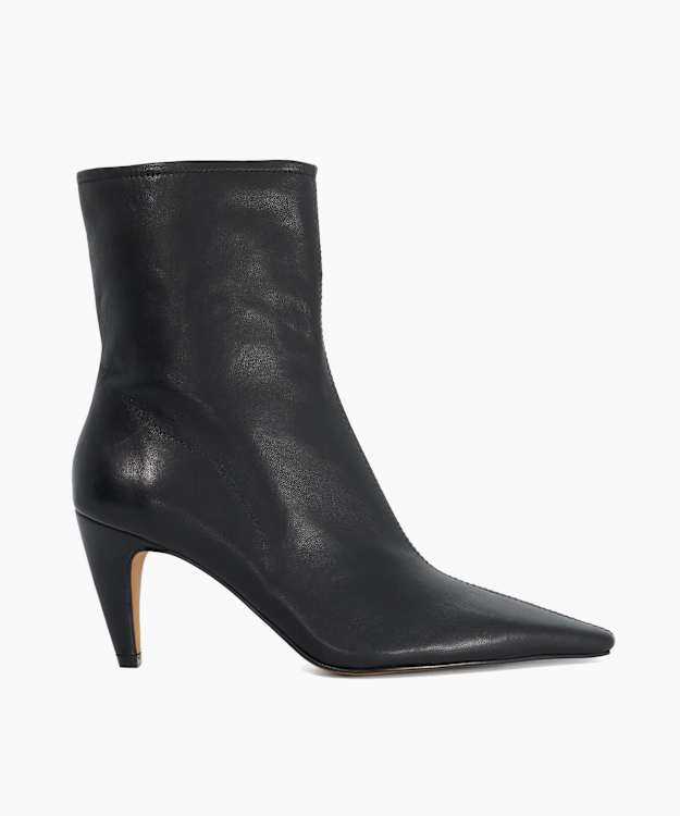 Overt Black - Leather Heeled Ankle Boots