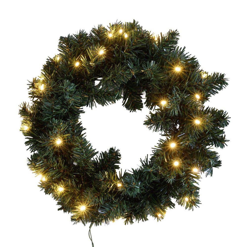 Couronne de No&euml;l verdure lumineuse LED Ø35cm