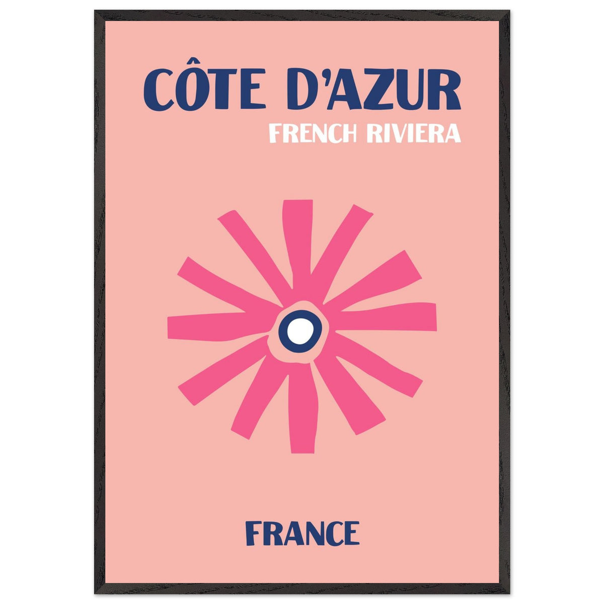 Artfulprints Poster met Lijst Frankrijk - Cote d'Azur  - 70x100 cm - Roze