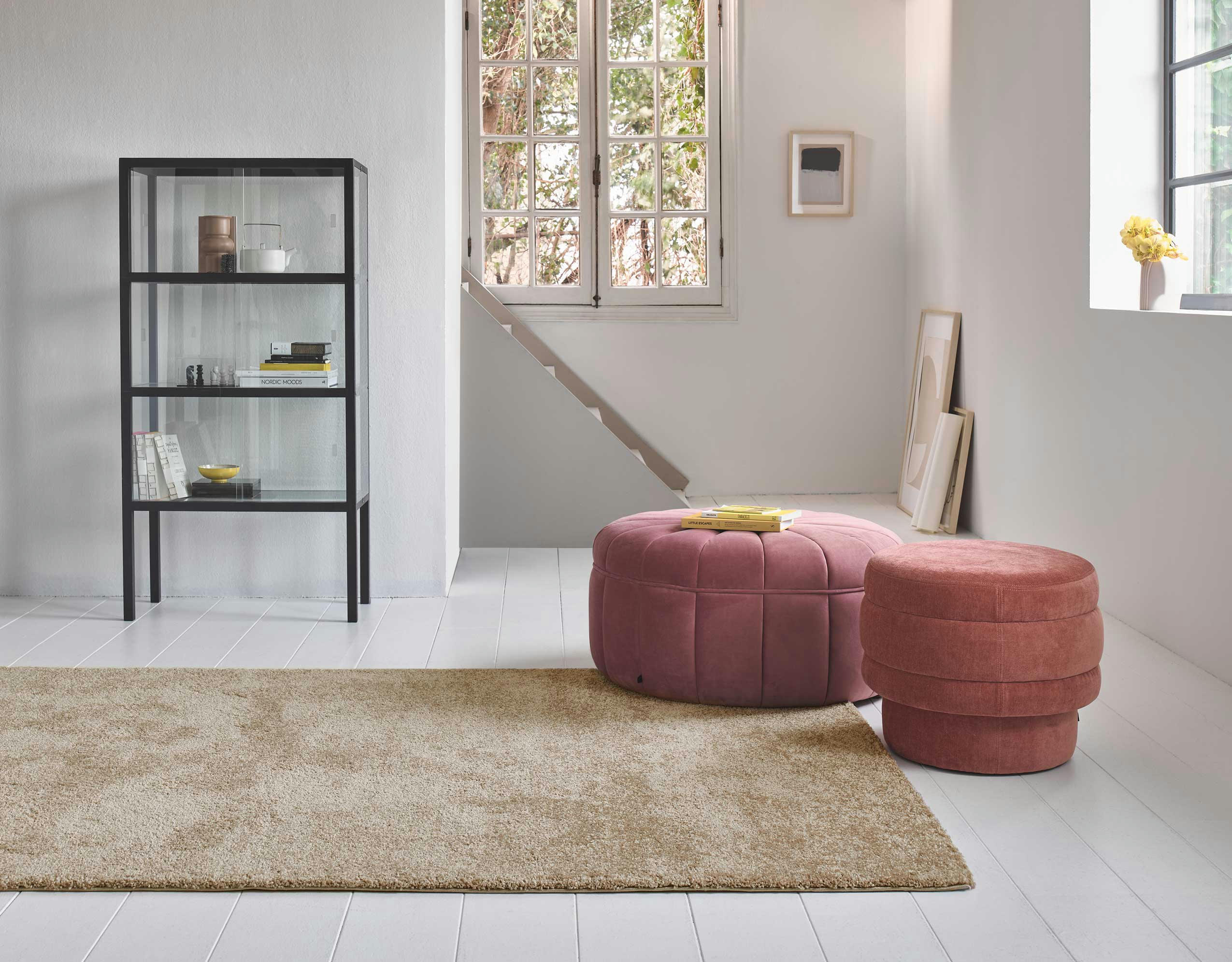 CALIFORNIA - Tapis uni intemporel beige sable pour salon/chambre 170x120