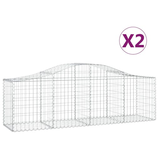 NNEVL Arched Gabion Baskets 2 pcs 200x50x60/80 cm Galvanised Iron
