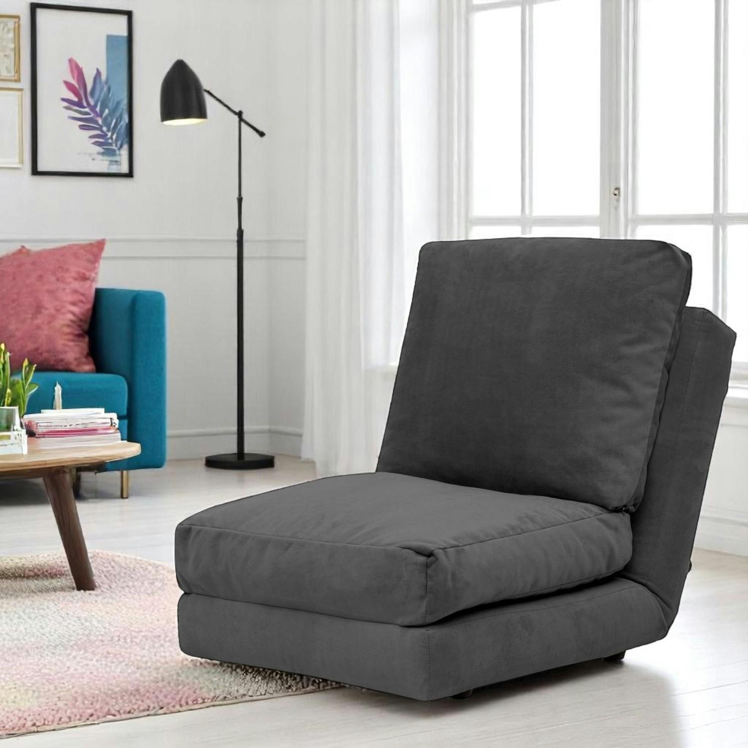 Fauteuil convertible gris foncé - tissu MODI