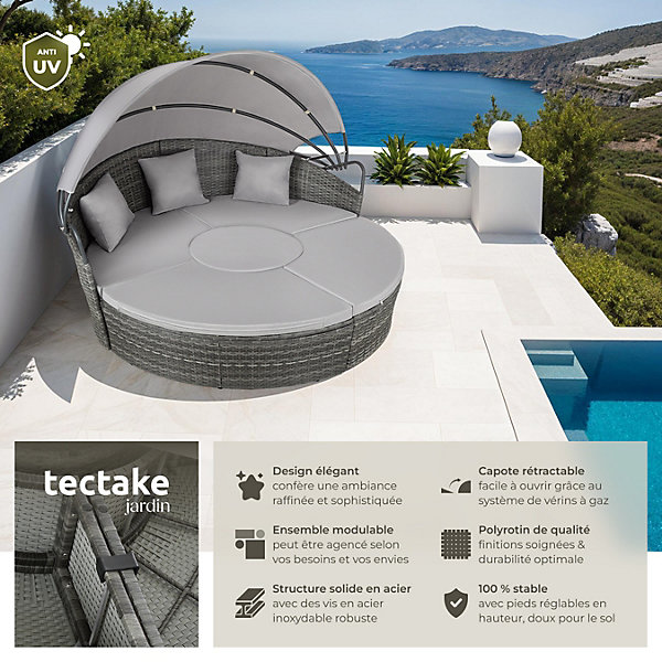 Bain de soleil rond au Design contemporain luxueux gris