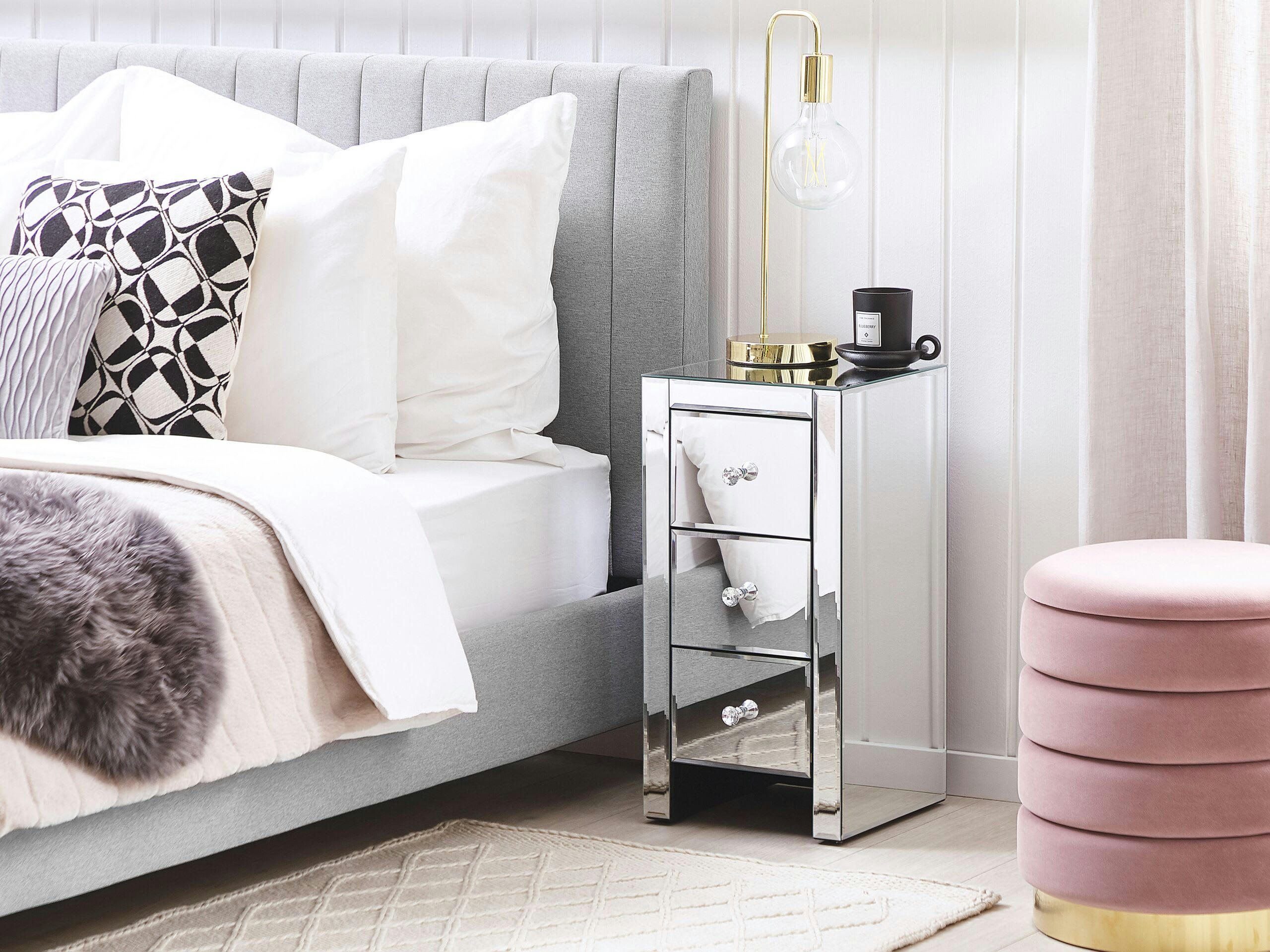 LORRIS - Table de nuit effet miroir