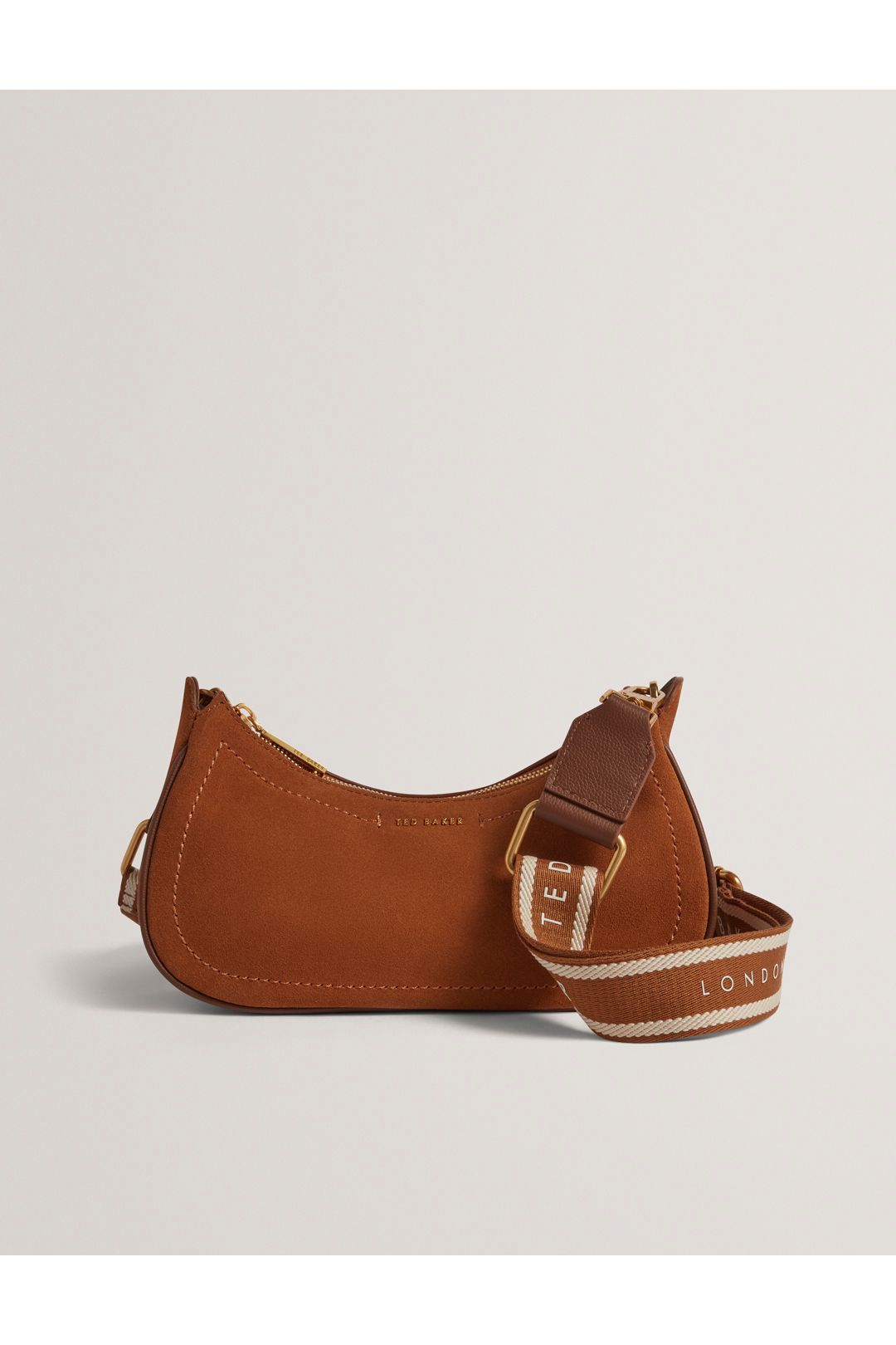 Ted Baker Webbing Small Suede Shoulder Bag Brown