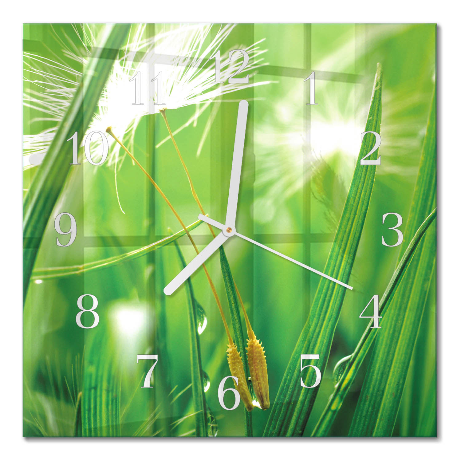 Zegar naturalny 30x30 Trawa zielona natura ekologia cichy dom