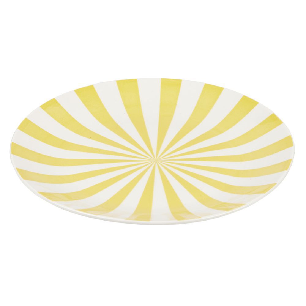 Assiette à dessert porcelaine rayure bicolore Ø16cm