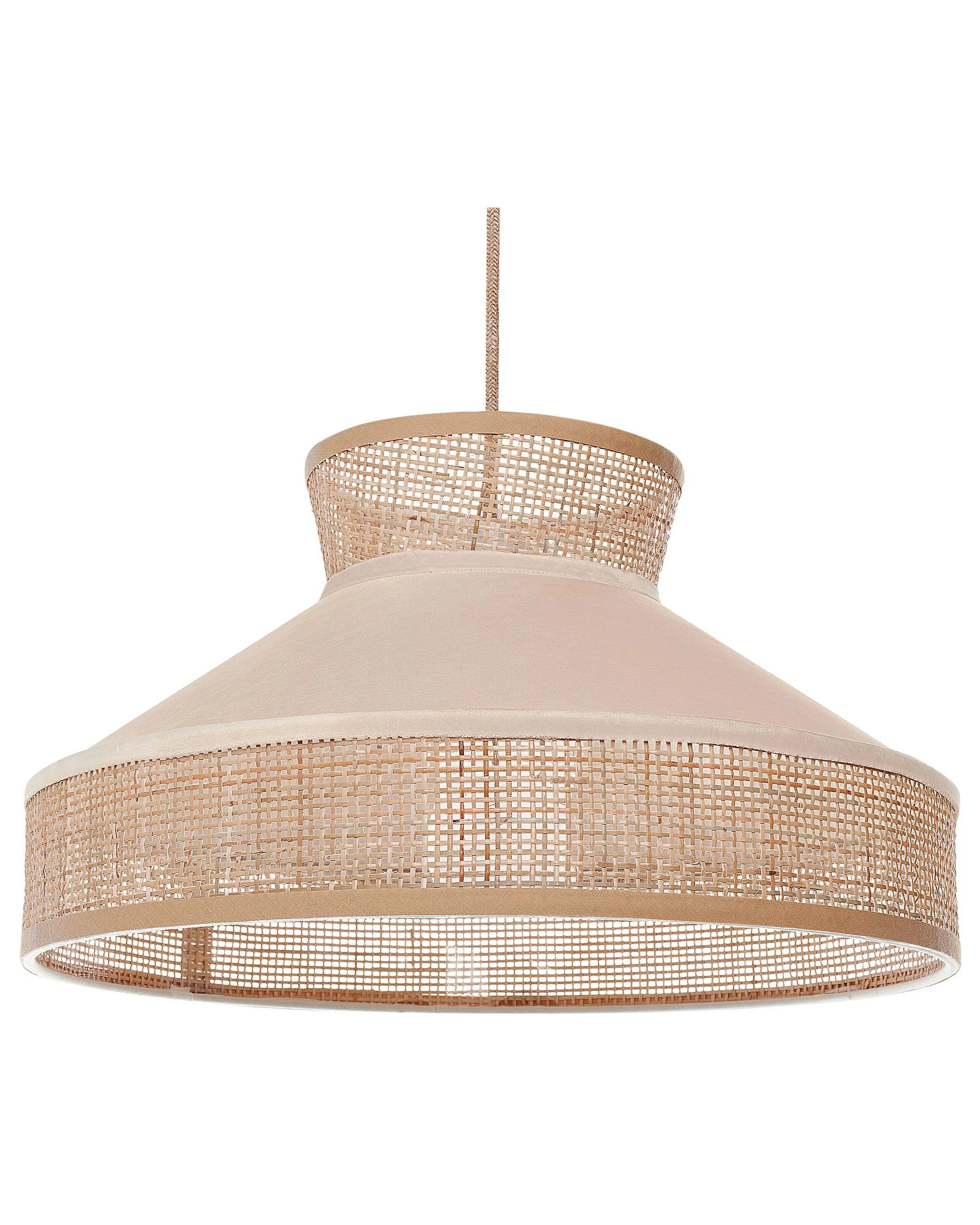 Lampa wisząca welurowy klosz naturalny z żółtym