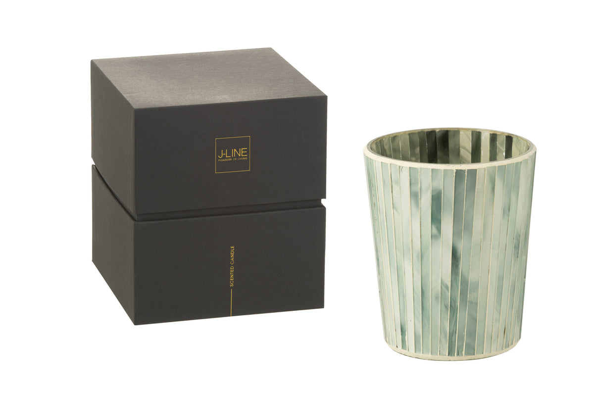J-Line geurkaars Noa - Seaside Bliss - glas - lichtblauw - medium - 55U