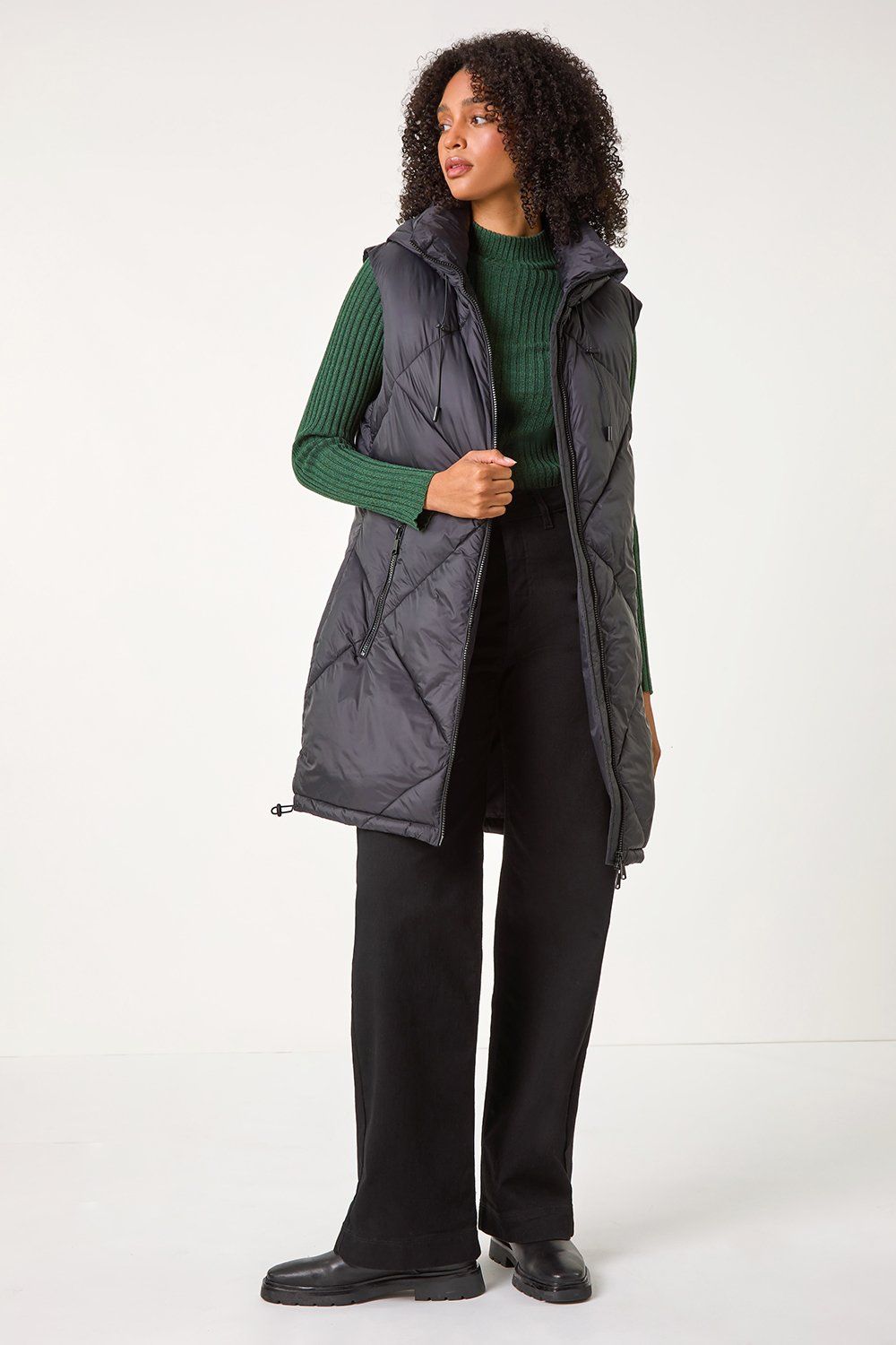 Roman Longline Quilted Hooded Gilet
