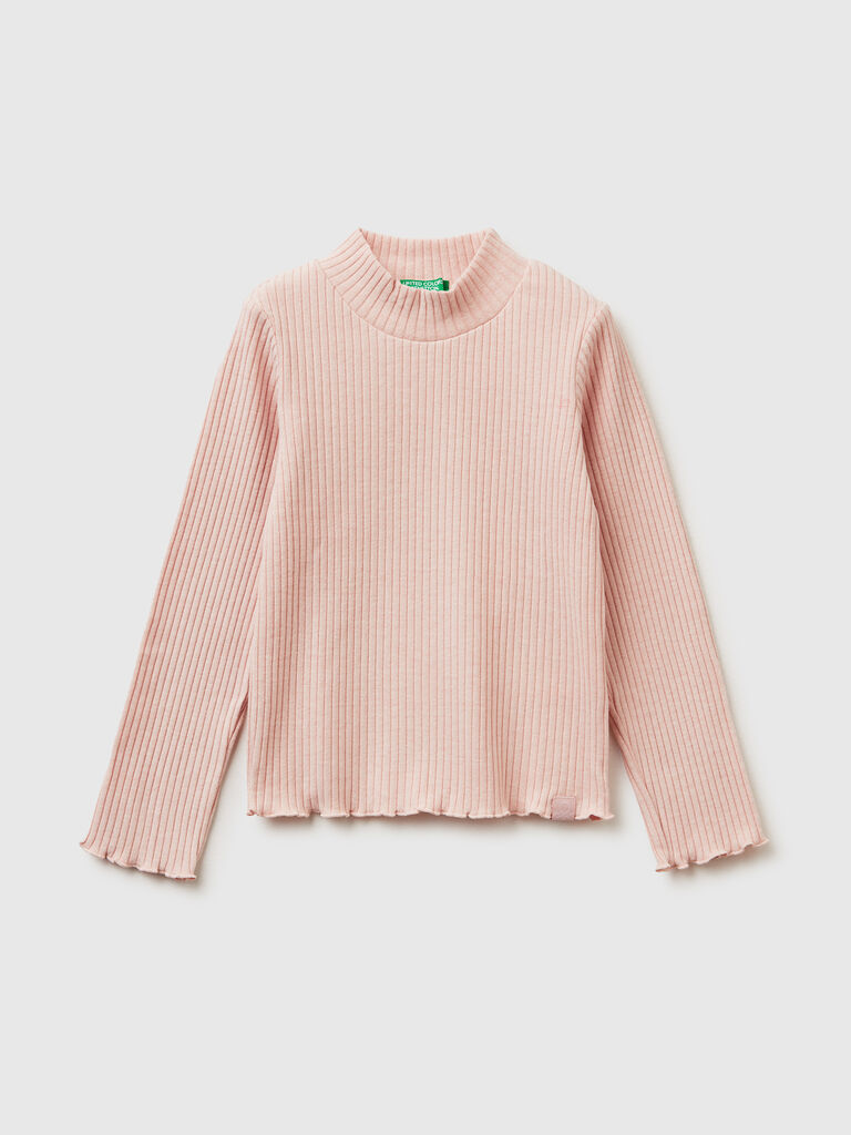 Turtleneck t-shirt in warm cotton blend