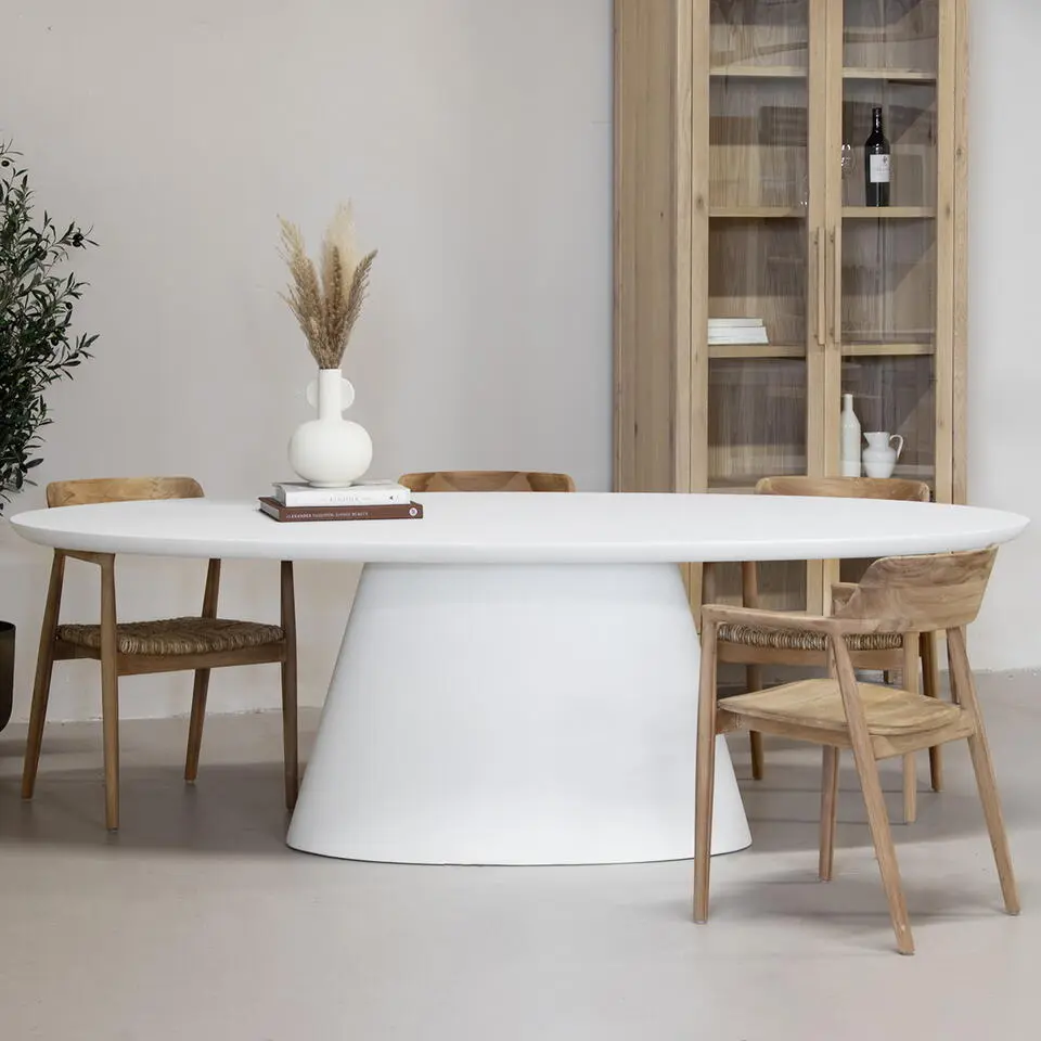 Giga Meubel Tuintafel Cleo - Ovaal 200cm - Wit Eco Composiet