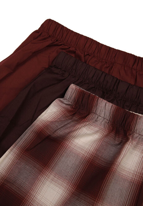 Mens 3pk Burgundy Check Woven Boxers