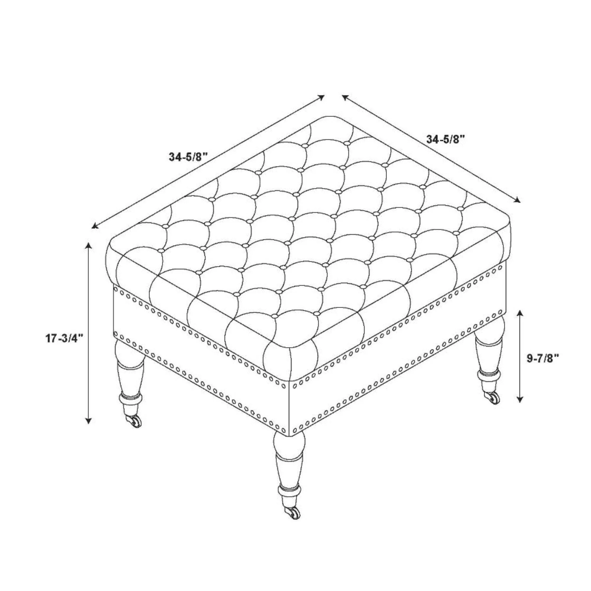 Upholstered Tufted Top Square Ottoman - 34.5 - Tan