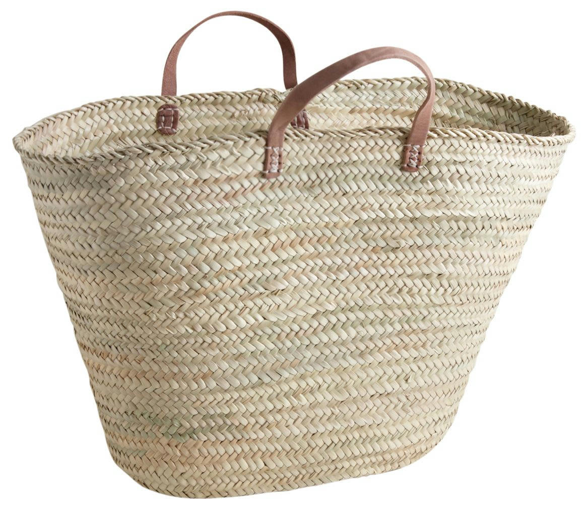 - Panier xxl en palmier et cuir 70cm