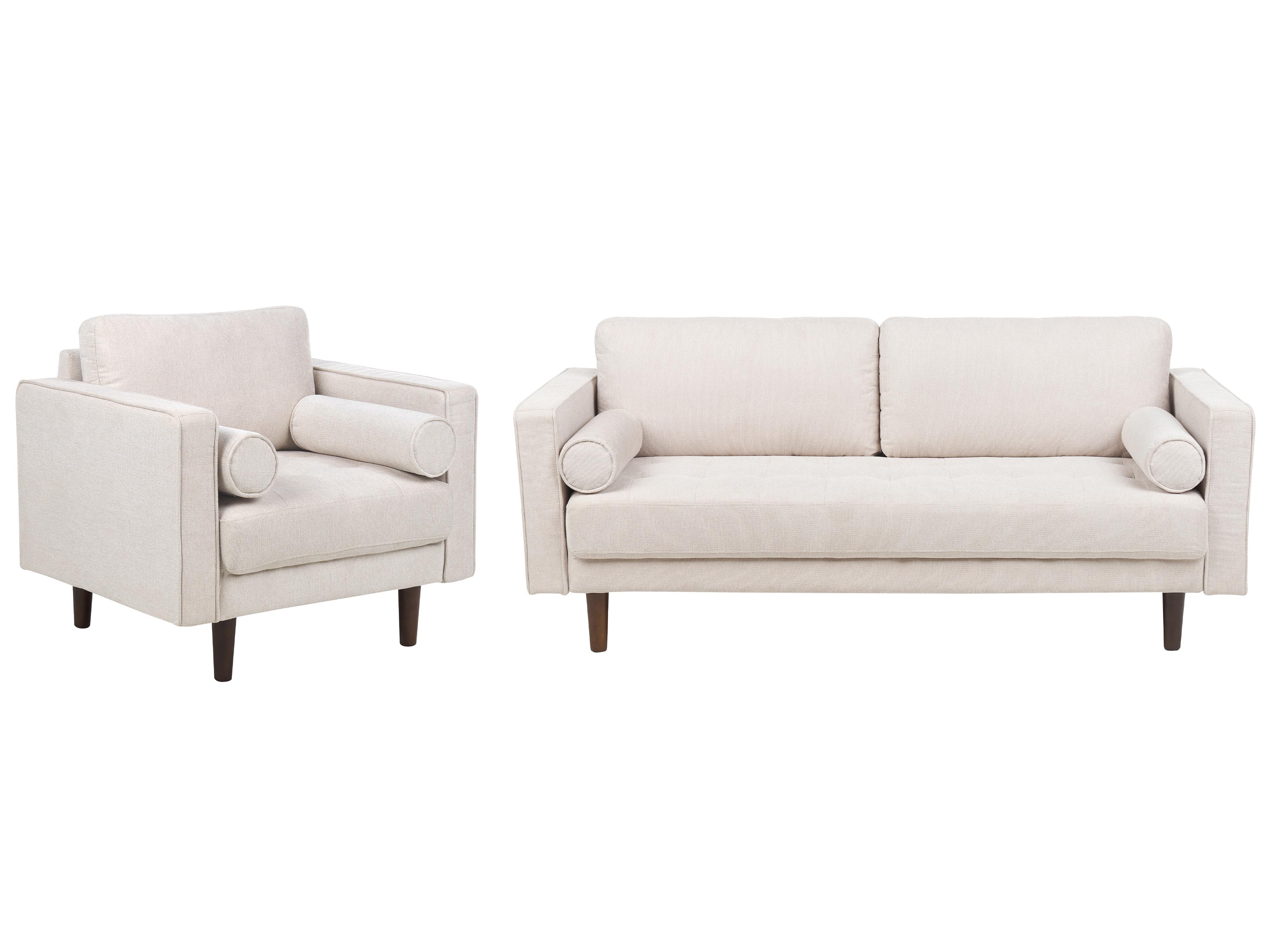 Living Room Set 3 Seater NURMO Fabric Light Beige