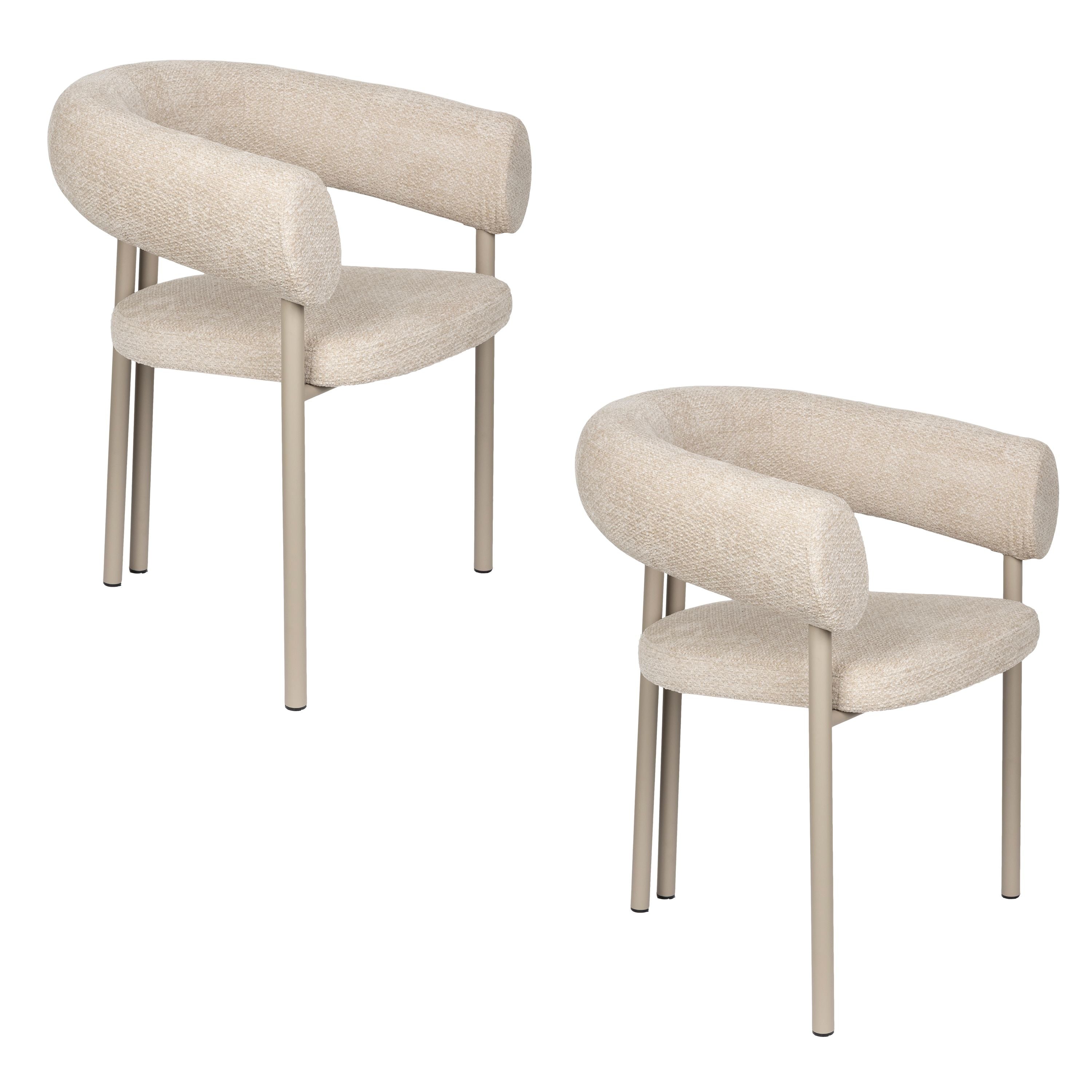 Zuiver Heels Eetkamerstoelen Armleuning Beige - Set van 2