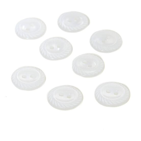 Hemline White Basic Cut Edge Button 8 Pack