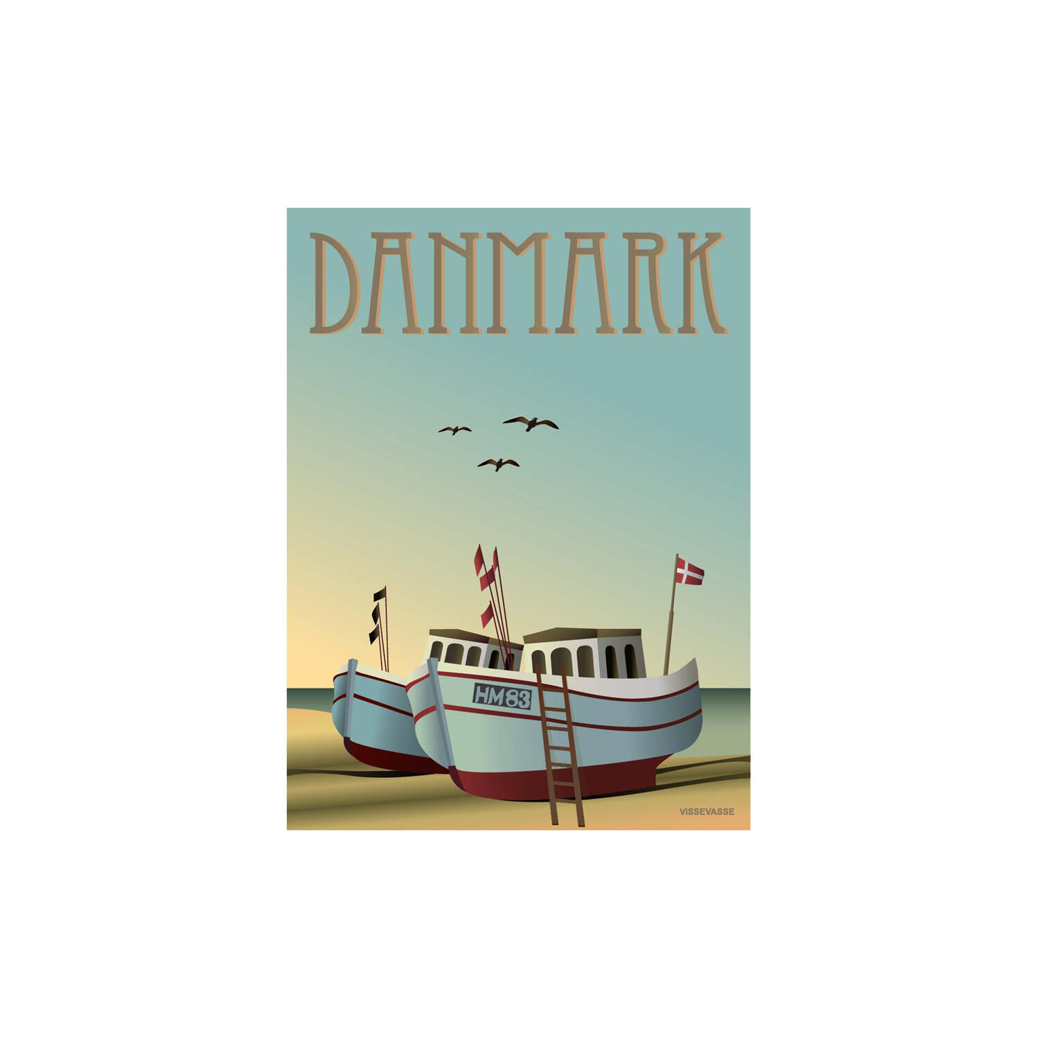 DANMARK fiskeb&aring;dene plakat