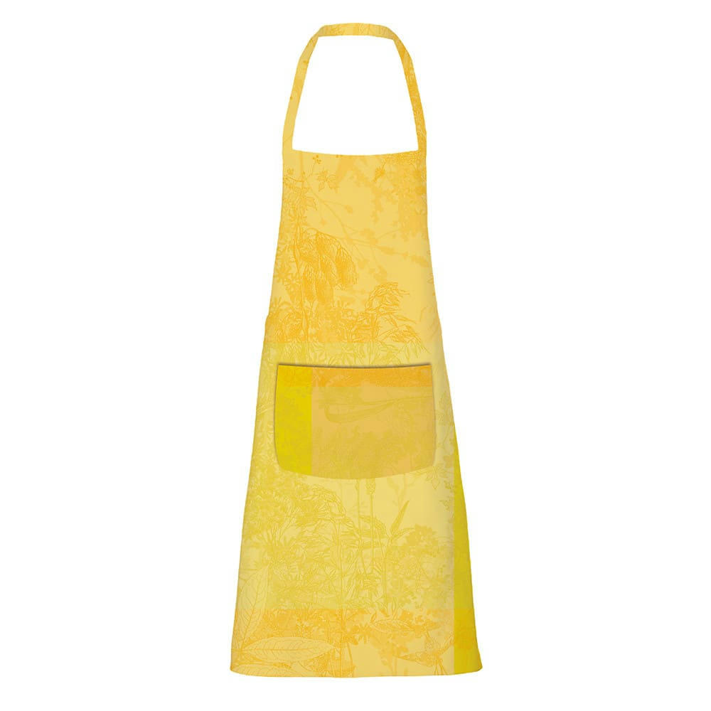 MILLE ESPRIT JARDIN SOLAIRE - Tablier enduit imperméable pur coton jaune 75x85
