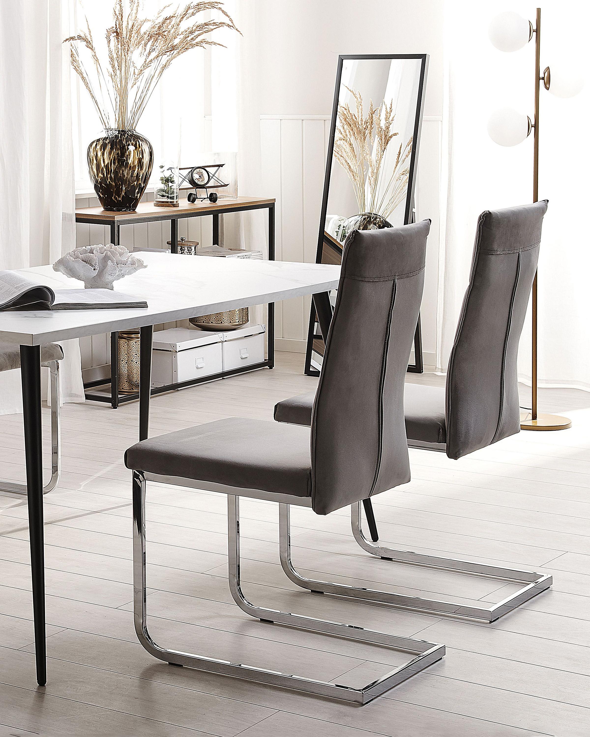 Set of 2 Dining Chairs ROCKFORD Velvet Grey