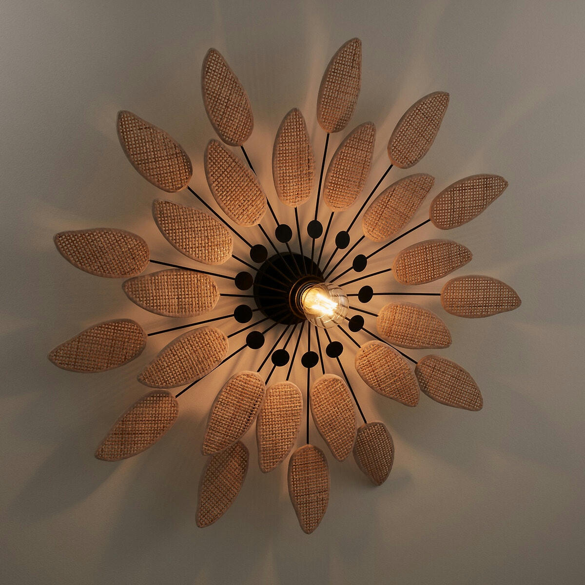 Applique métal acier et cannage Ø71,5 cm, Léonie
