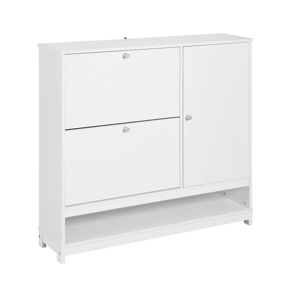 - Armoire à chaussures 2 abattants 1 porte effet bois blanc