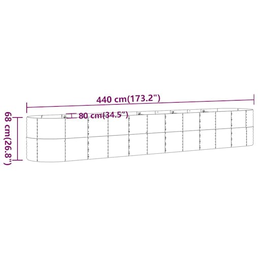NNEVL Garden Planter Powder-coated Steel 440x80x68 cm Grey