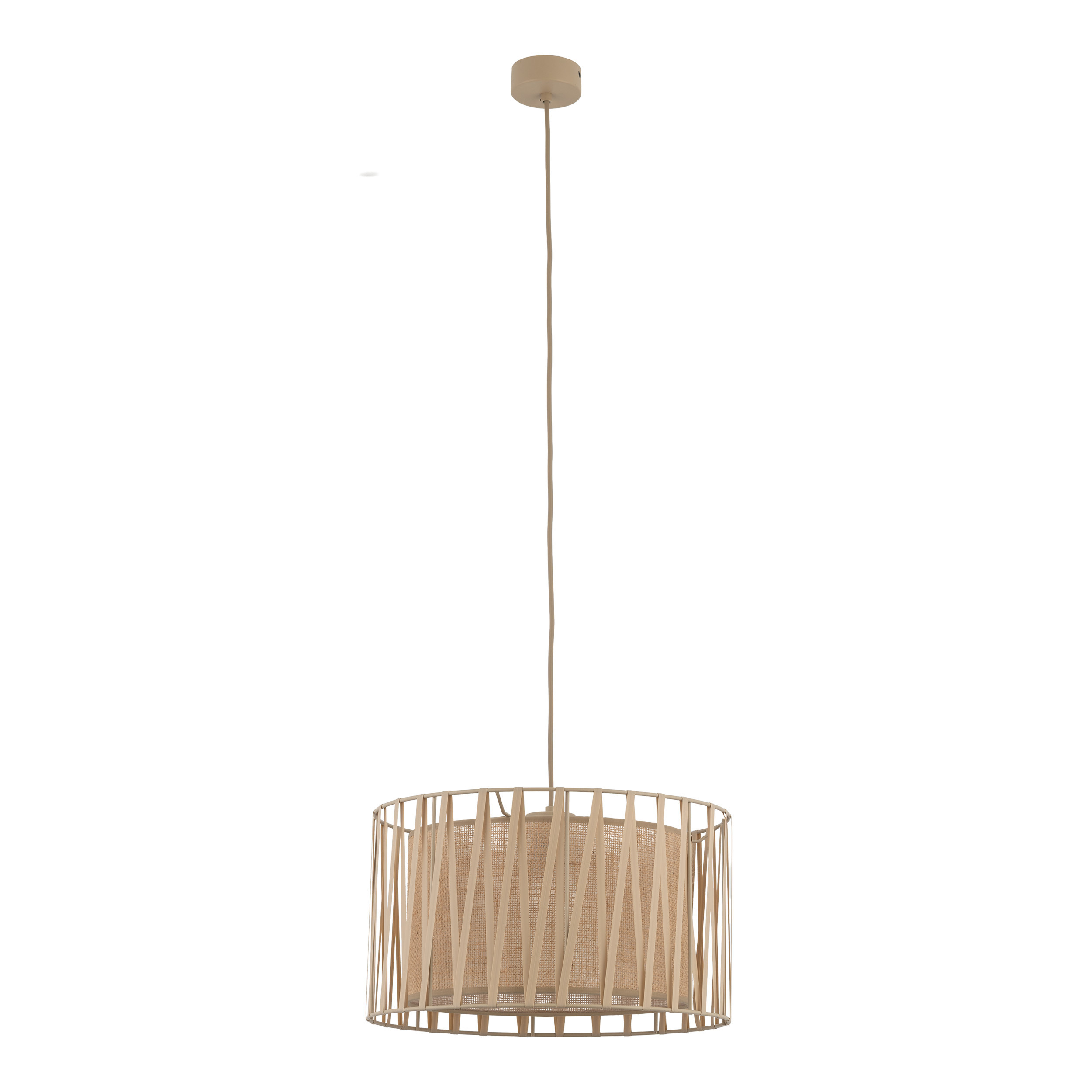 Lampa Wisząca Tk Lighting Harmony Sabia Beżowa Pleciony Lniany Abażur