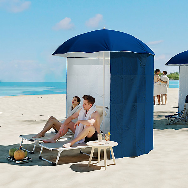 Parasol de plage dia. 2,2 x 2,2H m protection UPF 50   sac transport, sardines et lestage intégrés