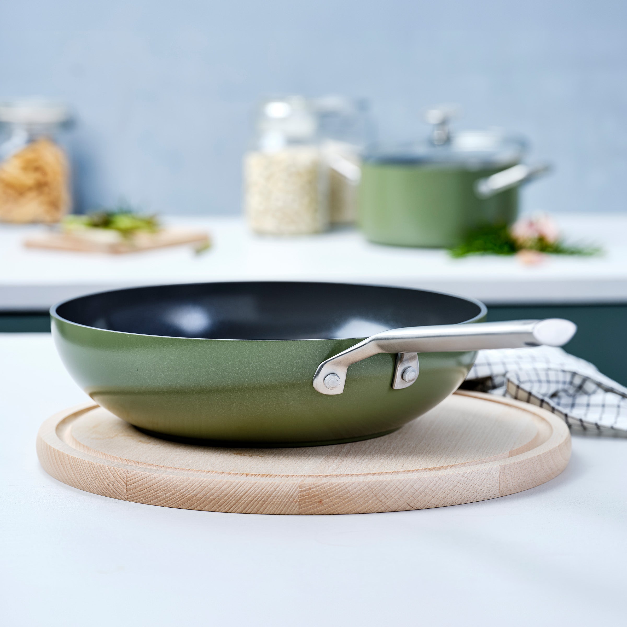 BK Sublime Wokpan Ø 28 cm - Olijfgroen