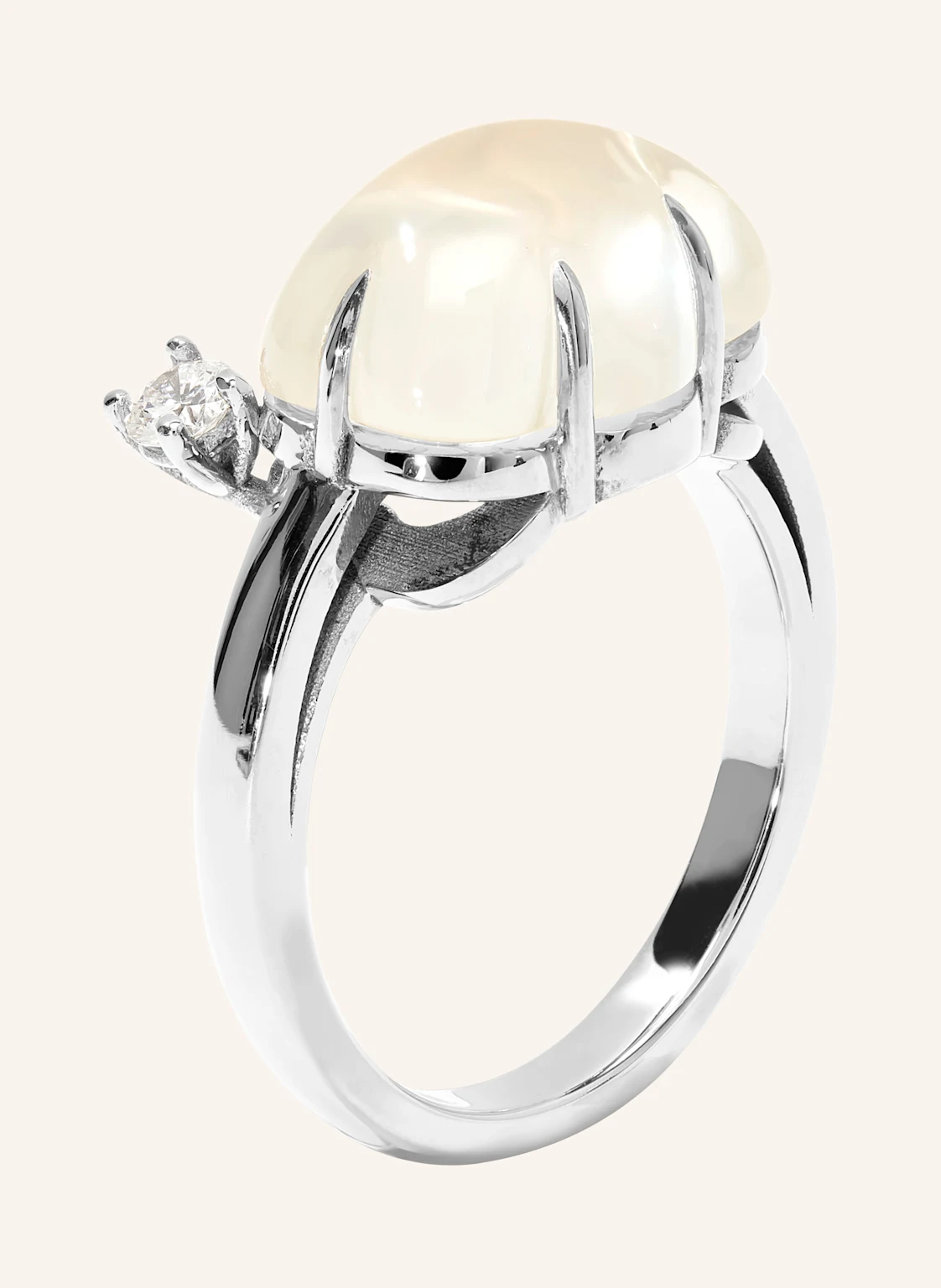 VIERI Ring WOLKE MILCHQUARZ BRILLANT