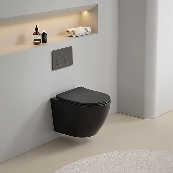 Paire De Sanitaires Suspendus Wc Bidet En Céramique Noir Mat - Folk