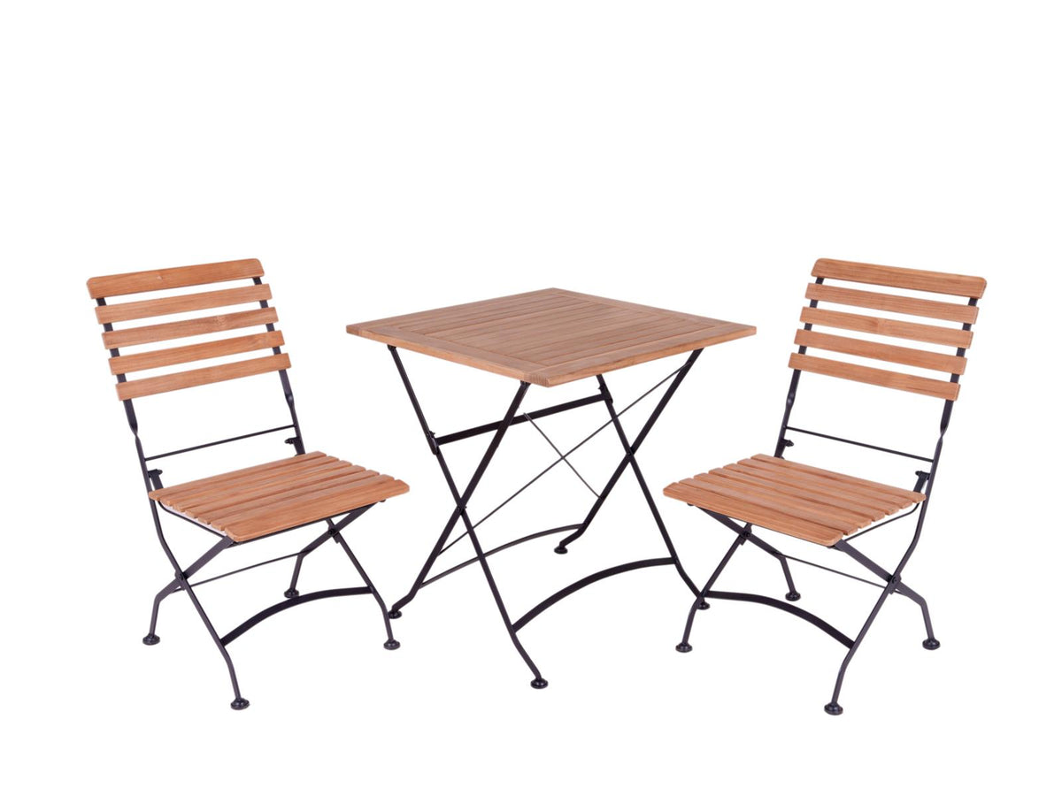 MaximaVida inklapbare vierkante acacia bistroset Toscana 70 cm zwart - stoelen zonder armleuning