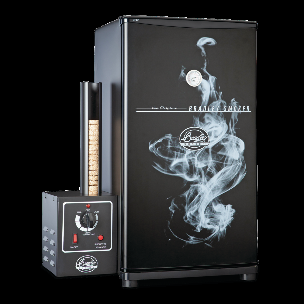 Bradley Original 4-Rack Electric Vertical Smoker with an Automatic Wood Feeder